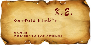 Kornfeld Elmár névjegykártya